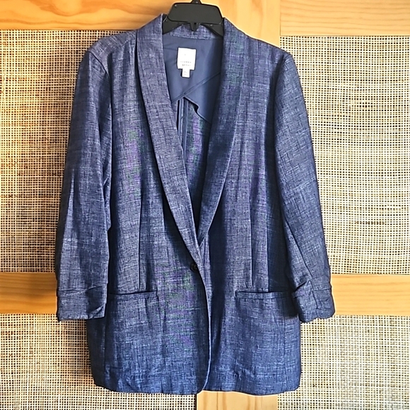 LC Lauren Conrad Single Breasted Linen Blend Blazer XL - Picture 4 of 7